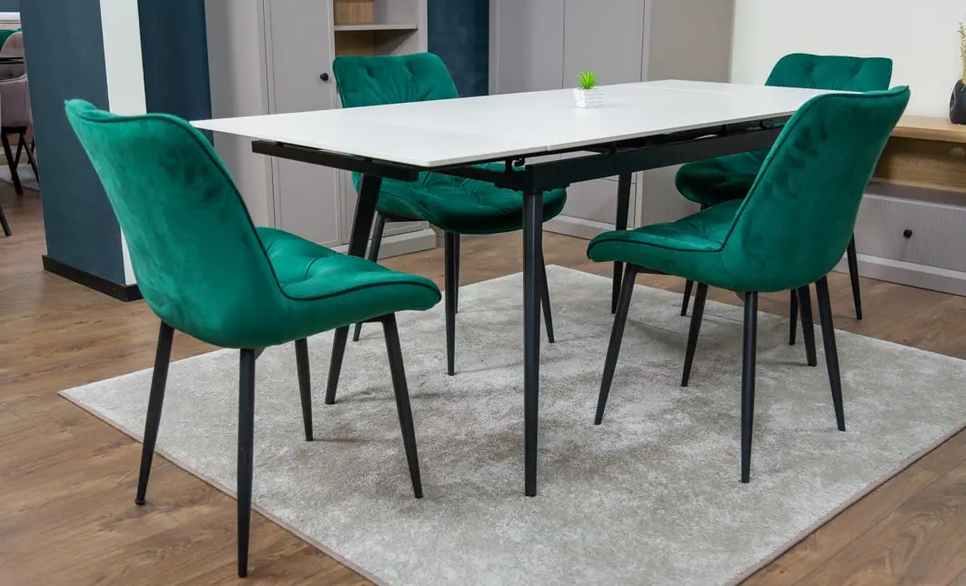 Set Masă Living Extensibilă DTM0101CS Bej cu 4 Scaune KJC0357 Verzi 9