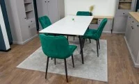 Set Masă Living Extensibilă DTM0101CS Bej cu 4 Scaune KJC0357 Verzi 10