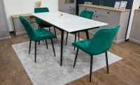 Set Masă Living Extensibilă DTM0101CS Bej cu 4 Scaune KJC0357 Verzi