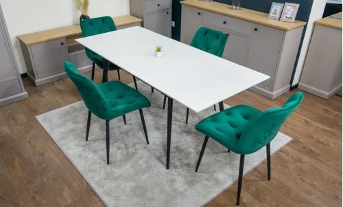 Set Masă Living Extensibilă DTM0101CS Bej cu 4 Scaune KJC0357 Verzi