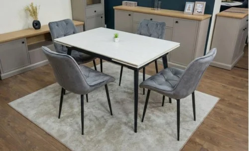 Set Masă Living Extensibilă DTM0101CS Bej cu 4 Scaune KJC0357 Gri