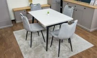 Set Masă Living Extensibilă DTM0101 CS Bej cu 4 Scaune KJC0358 Gri 4