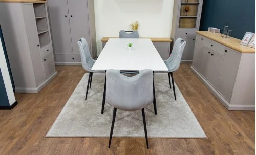 Set Masă Living Extensibilă DTM0101 CS Bej cu 4 Scaune KJC0358 Gri
