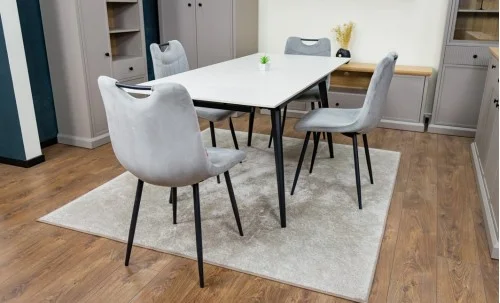 Set Masă Living Extensibilă DTM0101 CS Bej cu 4 Scaune KJC0358 Gri