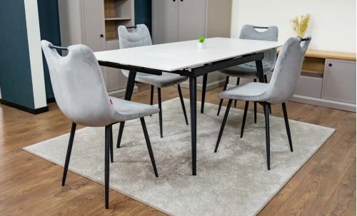 Set Masă Living Extensibilă DTM0101 CS Bej cu 4 Scaune KJC0358 Gri