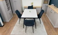 Set Masă Living Extensibilă DTM0101CS Bej cu 4 Scaune Tapițate KJC176 Negru 5