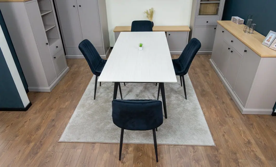 Set Masă Living Extensibilă DTM0101CS Bej cu 4 Scaune Tapițate KJC176 Negru 10