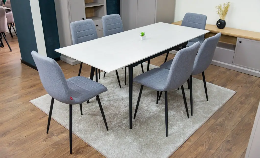 Set Masă Living Extensibilă DTM0101 CS Bej si 6 Scaune KJC5341 Gri 5