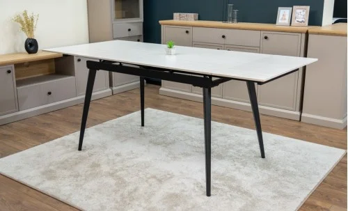 Set Masă Living Extensibilă DTM0101CS Bej cu 6 Scaune Tapițate KJC38 Muștar