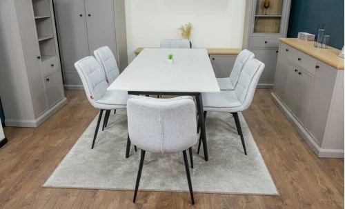 Set Masă Living Extensibilă Setul de masă extensibilă DTM0101CS cu 6 scaune DCM2001AF Bej