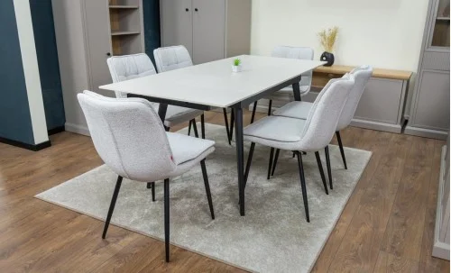 Set Masă Living Extensibilă Setul de masă extensibilă DTM0101CS cu 6 scaune DCM2001AF Bej
