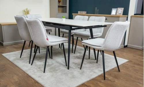 Set Masă Living Extensibilă Setul de masă extensibilă DTM0101CS cu 6 scaune DCM2001AF Bej