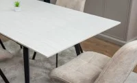 Set Masă Living Extensibilă DTM0101CS Bej cu 4 Scaune Tapițate DCM1801CF Gri 8
