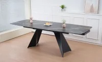 Set Masă Living Extensibilă Blat Ceramic Negru/Auriu DTM0105CS cu 6 Scaune KJC4345 Muștar