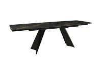 Set Masă Living Extensibilă Blat Ceramic Negru/Auriu DTM0105CS cu 6 Scaune KJC4345 Muștar 10