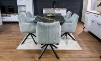 Set Masă Living Extensibilă Blat Ceramic Negru/Auriu DTM0105CS cu 6 Scaune KJC385 Gri 5