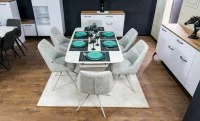 Set Masă Living Extensibilă DTM0405CS Bej cu 6 Scaune DCM0108CS Gri 6