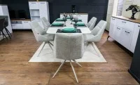 Set Masă Living Extensibilă DTM0405CS Bej cu 6 Scaune DCM0108CS Gri 5