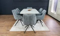 Set Masă Living Extensibilă DTM0405CS Blat Ceramic Bej cu 6 Scaune Rotative DCM0112 Gri 6