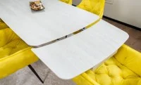 Set Masă Living Extensibilă DTM0405CS Blat Ceramic Bej cu 6 Scaune Tapițate KJC38 Galbene 10