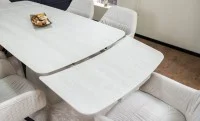 Set Masă Living Extensibilă DTM0405CS Blat Ceramic Bej cu 6 Scaune Rotative KJC3846 Bej 10