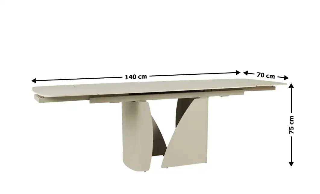 Set Masă Living Extensibilă Bej DTM0405CS Blat Ceramic cu 6 Scaune Rotative DCM0104CS Gri 3