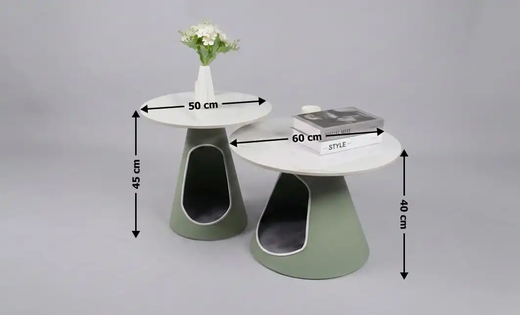 Set Măsuțe Cafea KJCT021 Alb / Verde 1