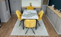 Set Masă Living Extensibilă Blat Ceramic KJT416 Alb-Cappuccino cu 4 Scaune KJC4347 Galbene 9
