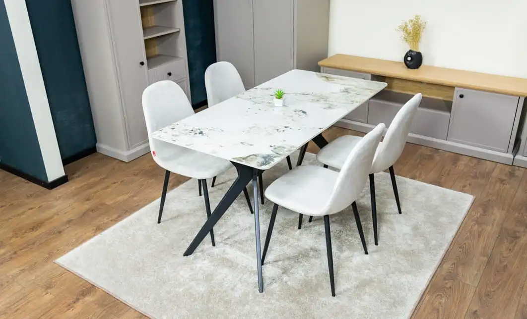 Set Masă Living cu 4 Scaune KJD6315 Bej 6