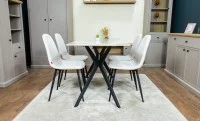Set Masă Living cu 4 Scaune KJD6315 Bej 5