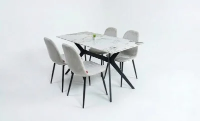 Set Masă Living cu 4 Scaune KJD6315 Bej