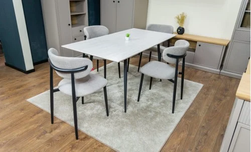 Set Masă Living Extensibilă cu 4 Scaune KJD6316 Gri