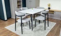 Set Masă Living Extensibilă cu 4 Scaune KJD6316 Gri 6
