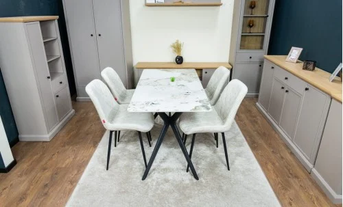 Set Masă Living cu 4 Scaune KJD6317 Bej