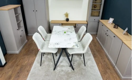 Set Masă Living cu 4 Scaune KJD6317 Bej