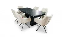 Set Masă Living Extensibilă KJT416 Neagră cu 6 Scaune DCM0112AS Bej