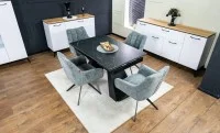 Set Masă Living Extensibilă KJT416 Neagră cu 4 Scaune DCM0112AS Gri 2