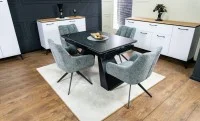 Set Masă Living Extensibilă KJT416 Neagră cu 4 Scaune DCM0112AS Gri