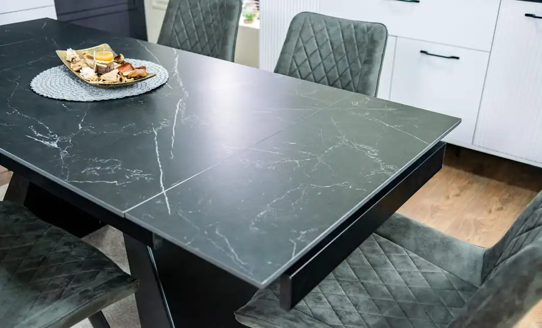 Set Masă Living Extensibilă KJT416 Neagră cu 6 Scaune J262-L Gri 6
