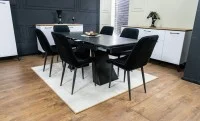 Set Masă Living Extensibilă KJT416 Neagră cu 6 Scaune KJC176 Negre 4