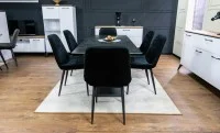 Set Masă Living Extensibilă KJT416 Neagră cu 6 Scaune KJC176 Negre 3