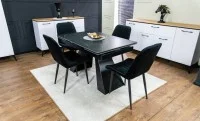 Set Masă Living Extensibilă KJT416 Neagră cu 4 Scaune KJC176 Negre