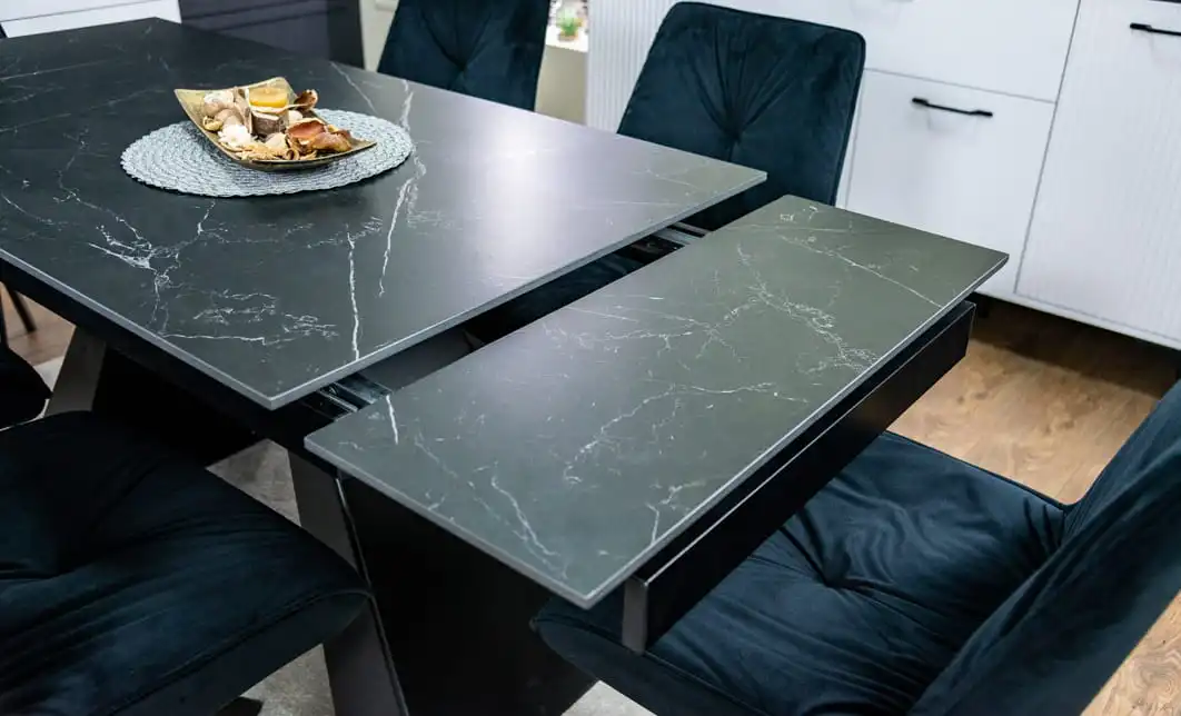 Set Masă Living Extensibilă KJT416 Neagră cu 6 Scaune KJC356 Negre 7