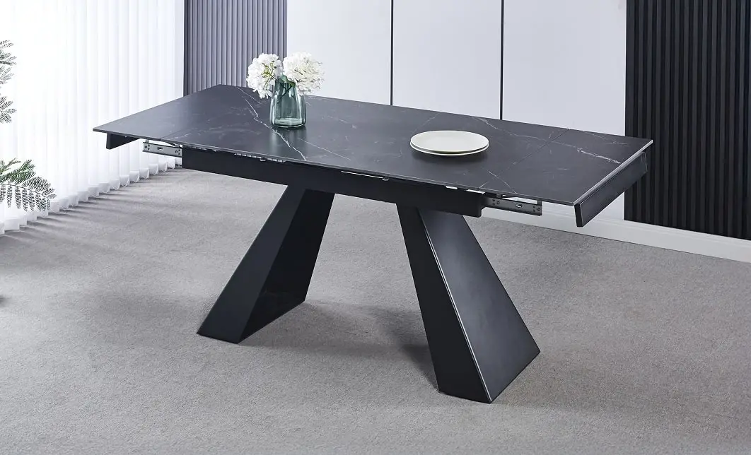 Set Masă Living Extensibilă KJT416 Neagră cu 4 Scaune KJC4347 Galbene 6