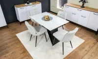 Set Masă Living Extensibilă KJT417 Albă cu 4 Scaune DCM2001AF Bej