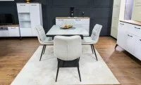 Set Masă Living Extensibilă KJT417 Albă cu 4 Scaune DCM2001AF Bej 2