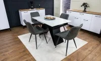 Set Masă Living Extensibilă KJT417 Albă cu 4 Scaune J262-L Gri