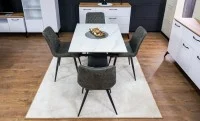 Set Masă Living Extensibilă KJT417 Albă cu 4 Scaune J262-L Gri 3