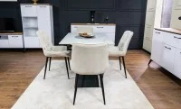 Set Masă Living Extensibilă KJT417 Albă cu 4 Scaune KJC0357 Bej 3