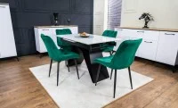 Set Masă Living Extensibilă KJT417 Albă cu 4 Scaune KJC0357 Verzi 2